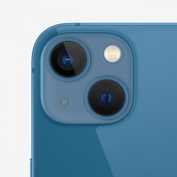 iPhone 13 Reacondicionado en color Azul, con chip A15 Bionic, cámara dual de 12 MP, y conectividad 5G.