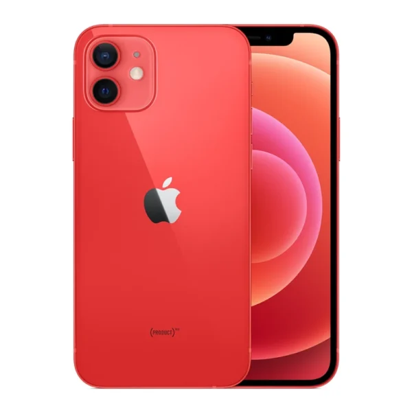 iPhone 12 Rojo reacondicionado con 128GB de almacenamiento, chip A14 Bionic, y diseño elegante.